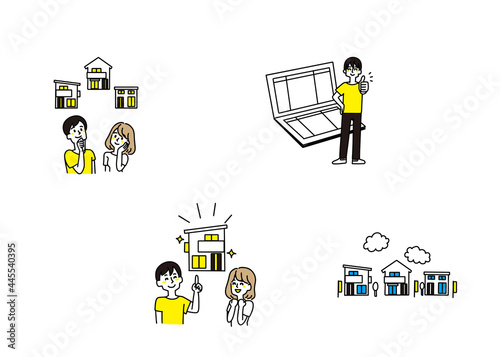 住宅ローンに関するイラストのセット