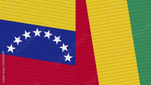 Guanea and Venezuela Two Half Flags Together Fabric Texture Illustration