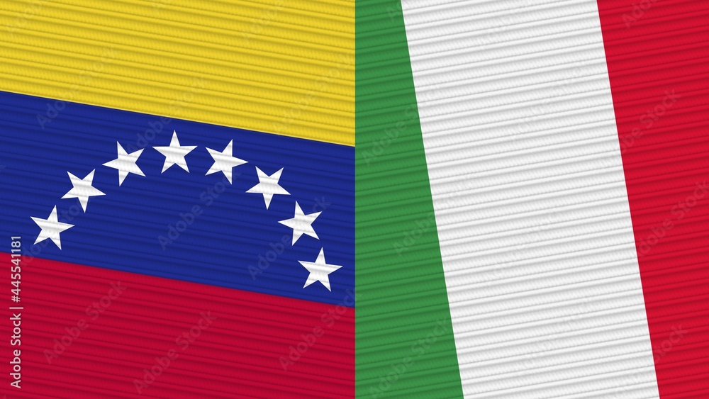 Italy and Venezuela Two Half Flags Together Fabric Texture Illustration Italy and Venezuela Two Half Flags Together Fabric Texture Illustration