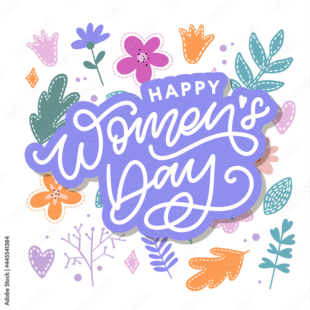 Happy Womens Day Handwritten Lettering