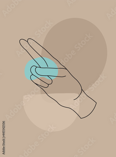 Modern abstract boho style hand gesture. Aesthetic hand-drawn modern gesture art contemporary bohemian poster cover template. Organic boho shape for poster, wall decor, wall art, banner, flier and mor