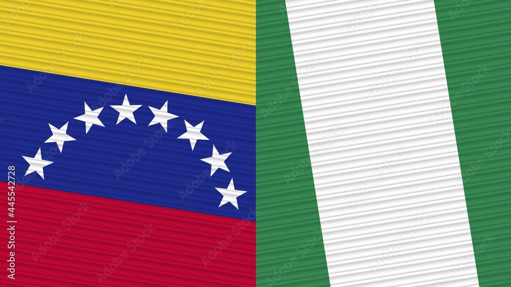Nigeria and Venezuela Two Half Flags Together Fabric Texture Illustration Nigeria and Venezuela Two Half Flags Together Fabric Texture Illustration