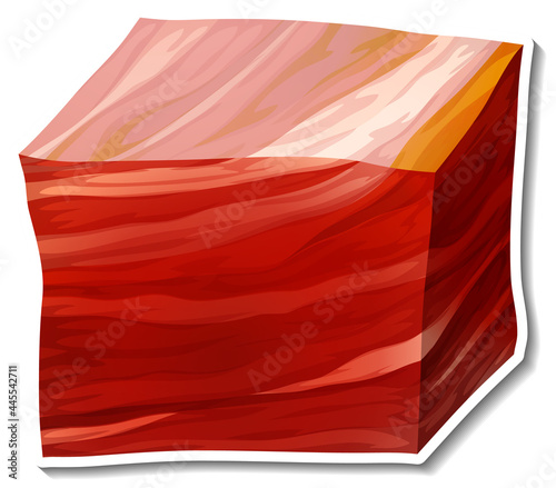 A diced raw meat sticker on wgite background