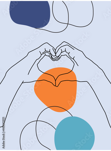 Vector set of hand gesture element in minimal bohemian style. Emblem design templates with different hand gestures. For cosmetics, beauty, spa, manicure, massage. Modern abstract boho hand gesture