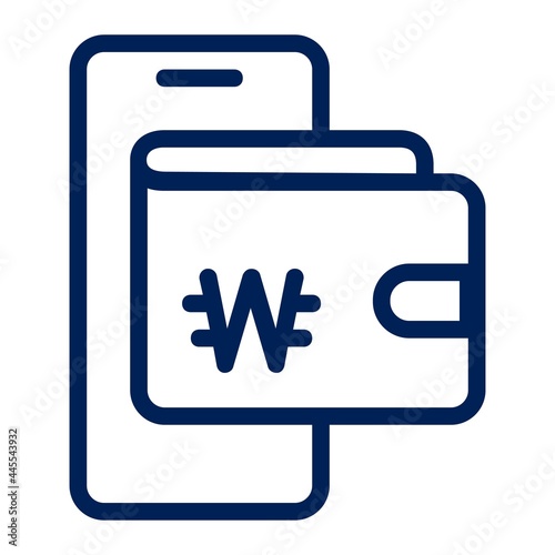 Korean Won Money Digital Wallet Icon