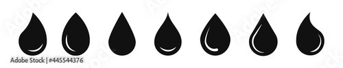 Water drop vector icon. Water or rain drops shape icons set. Blood or oil drop. Flat style isolated on white background. Stock vector elements.