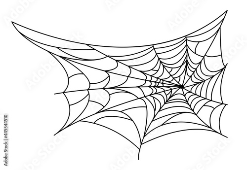 Spideweb linear icon. Halloween line art. Isolated black net on white background. Web logo for your halloween cards. 