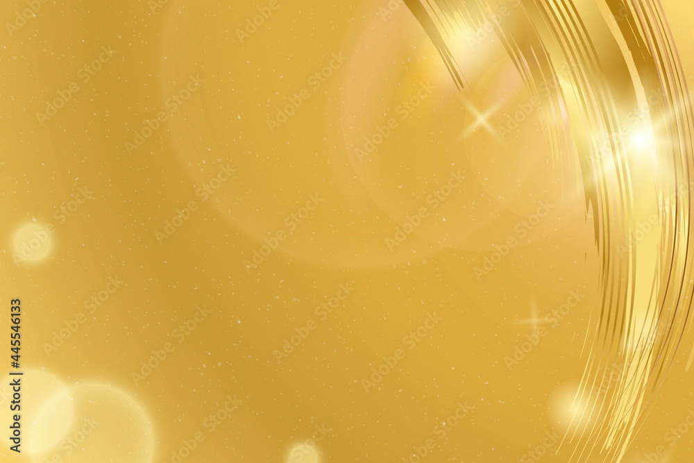 Bokeh background vector with luxury gold brush stroke