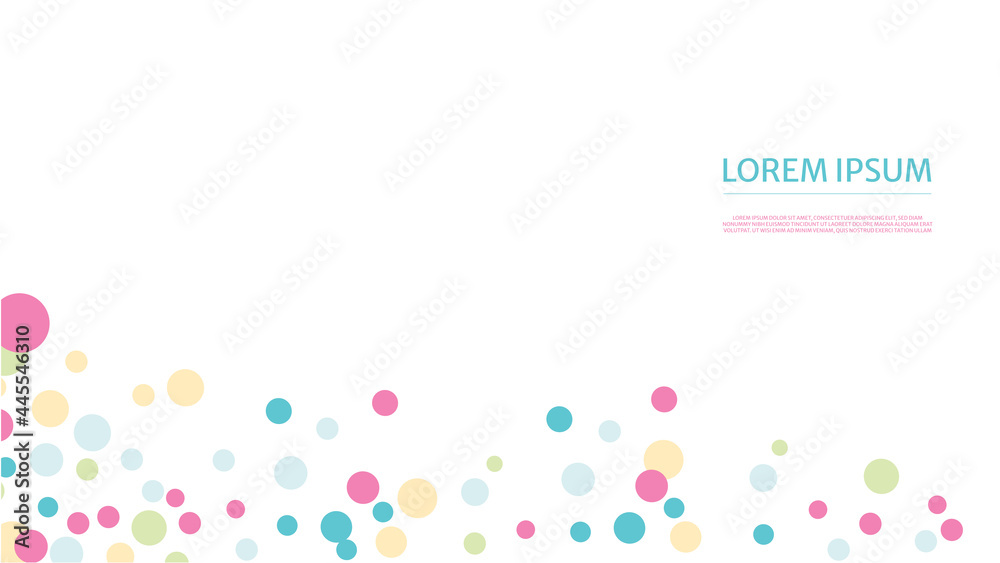 Colorful polka dots on white background as wallpaper. background with confetti
