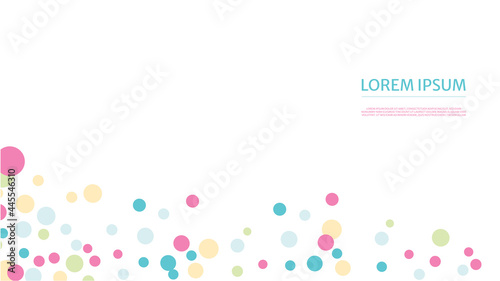 Colorful polka dots on white background as wallpaper. background with confetti