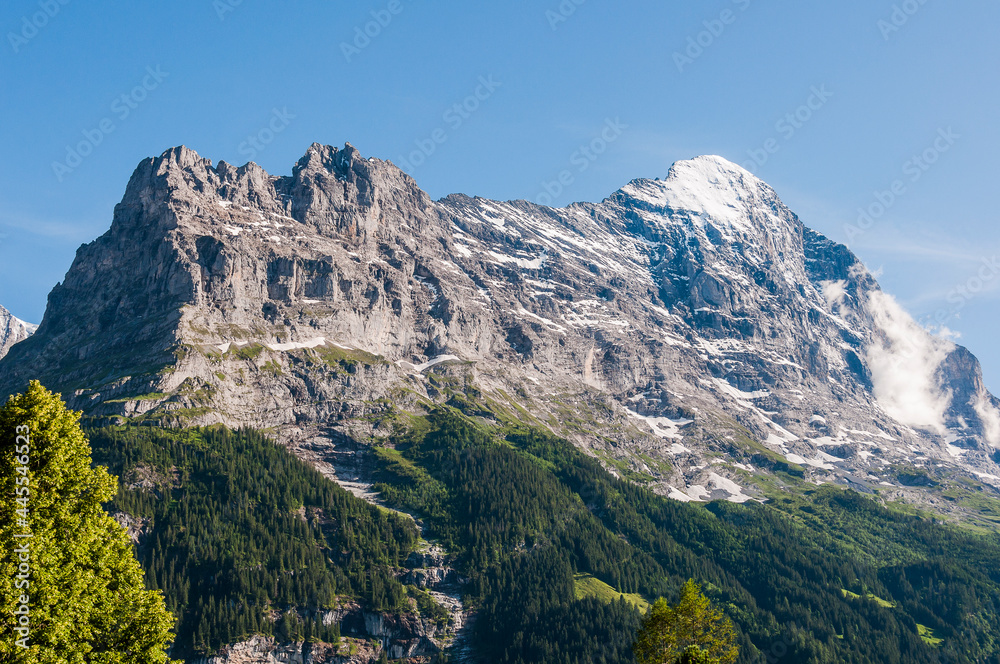 Grindelwald, Eiger, Eigernordwand, Unterer Grindelwaldgletscher, Alpen, Berner Oberland, Wanderweg, Männlichen, Lauberhorn, Bergdorf, Sommer, Schweiz