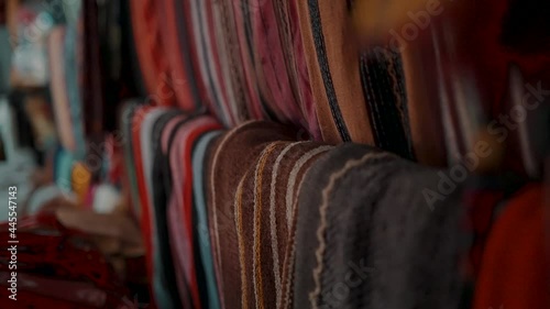 Handmade Guatemalan Textiles In The Souvenir Shop Near Antigua, Guatemala, Central America - rack focus photo