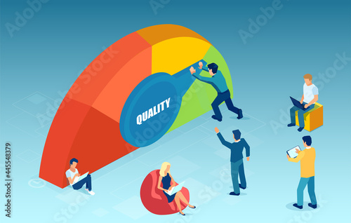 Vector of a group of business people company employees improving service quality