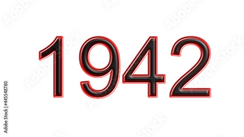 Fototapeta red 1942 number 3d effect white background