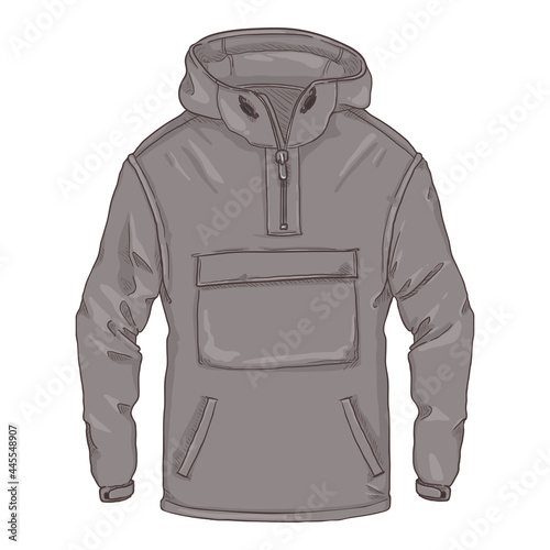 Cartoon Anorak . Casual Outdoor Clothing Vector Illustration