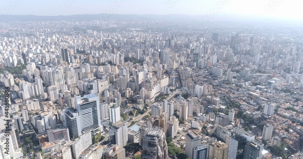 Aerial view of the city of Sao Paulo, Brazil.