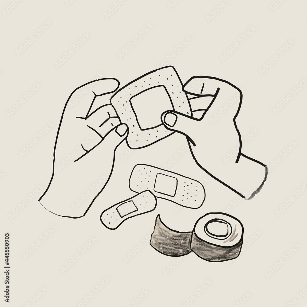Plaster for wound vector element healthcare doodle Plaster for wound vector element healthcare doodle