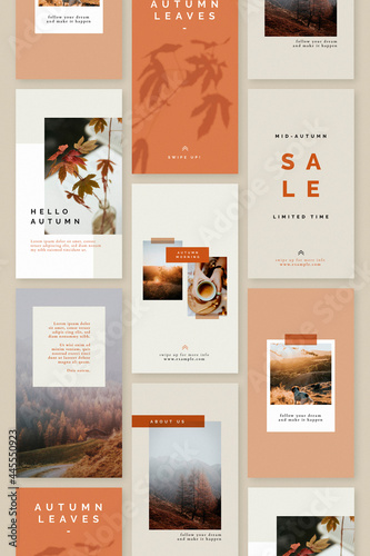 Autumn color tone social media blog template vector 