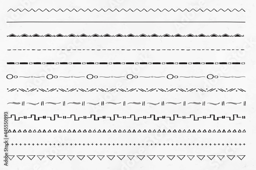Doodle hand drawn divider vector boho style set