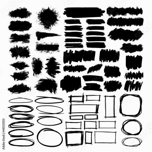 Brush element in black vector on white background set