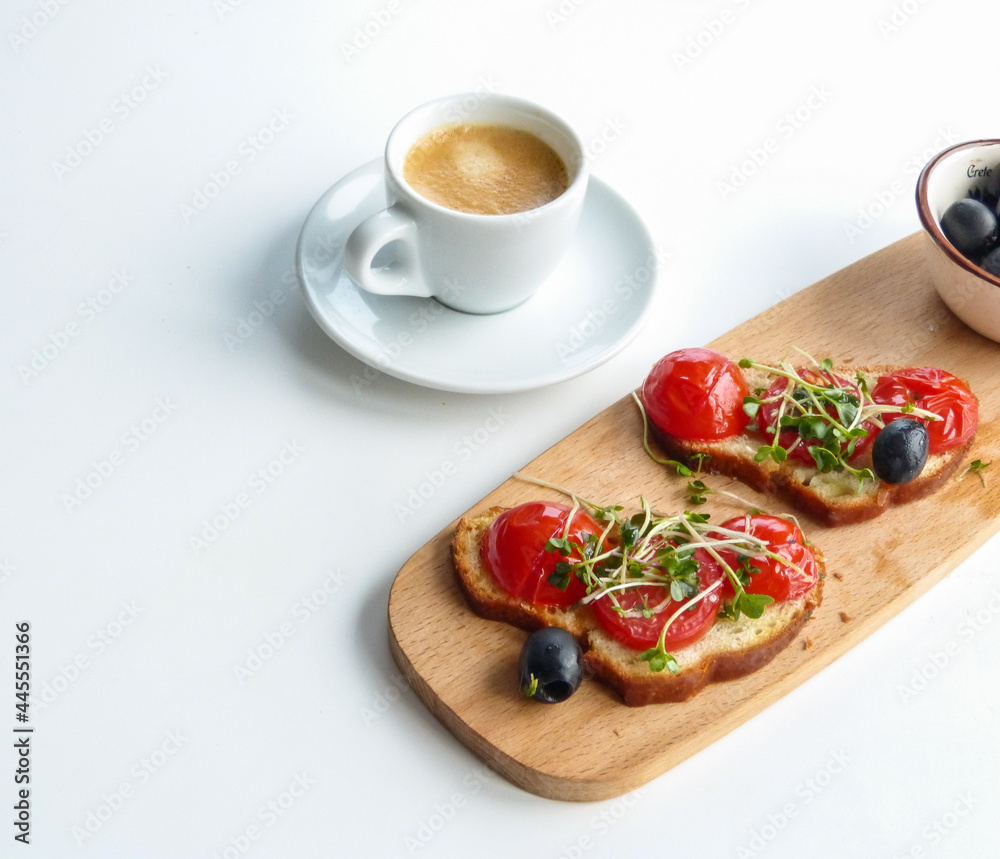 breakfast with coffee and croissant