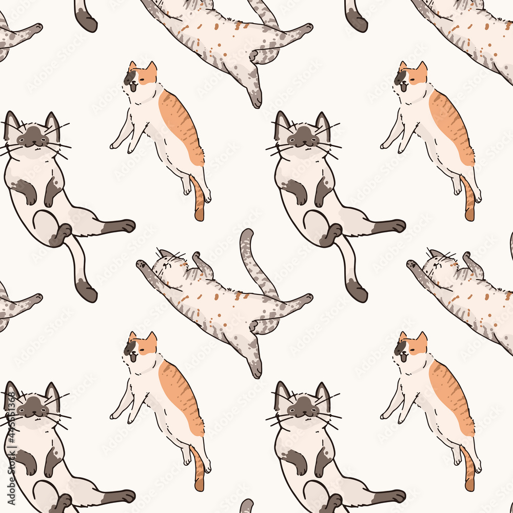 Obraz Koty doodle bezszwowe wzorzyste tło wektor