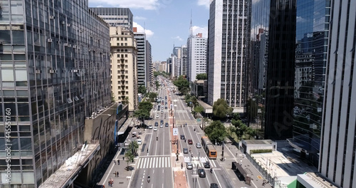 Aerial view of Avenida Paulista (Paulista avenue) in Sao Paulo city, Brazil. photo