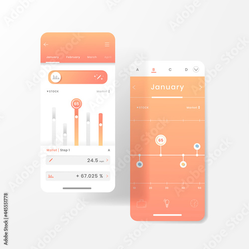 Orange and white stock trading infographic template design vector