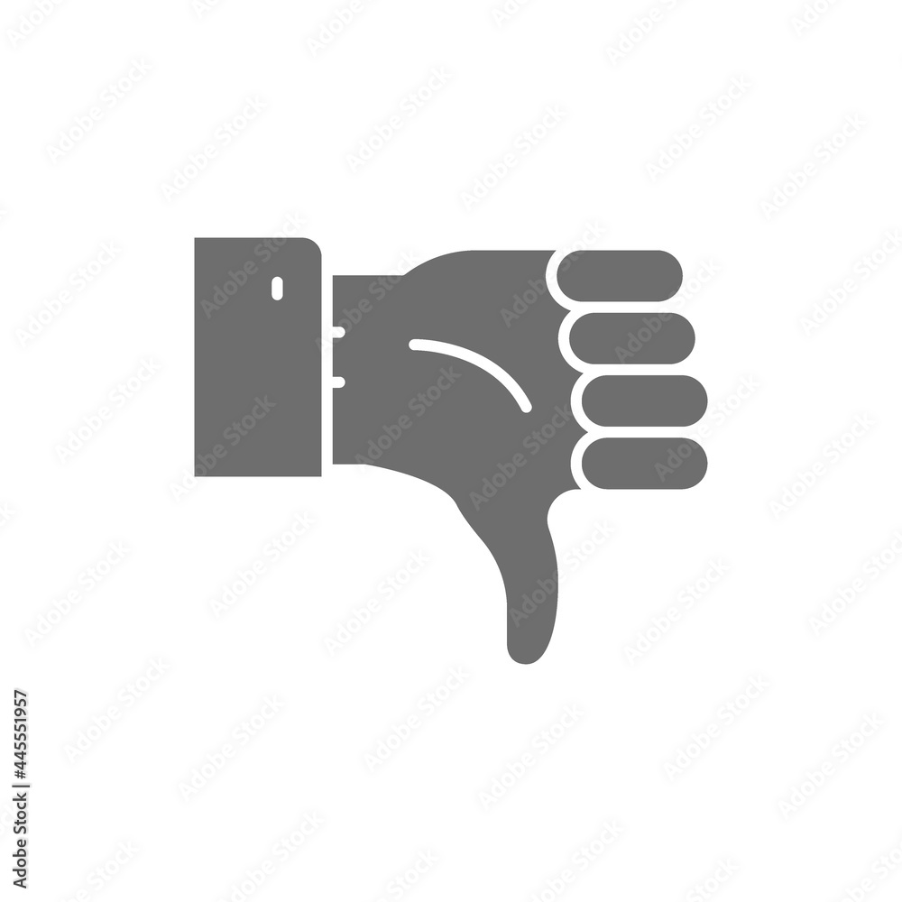 Negative feedback, thumb down, dislike grey icon. Negative feedback, thumb down, dislike grey icon.