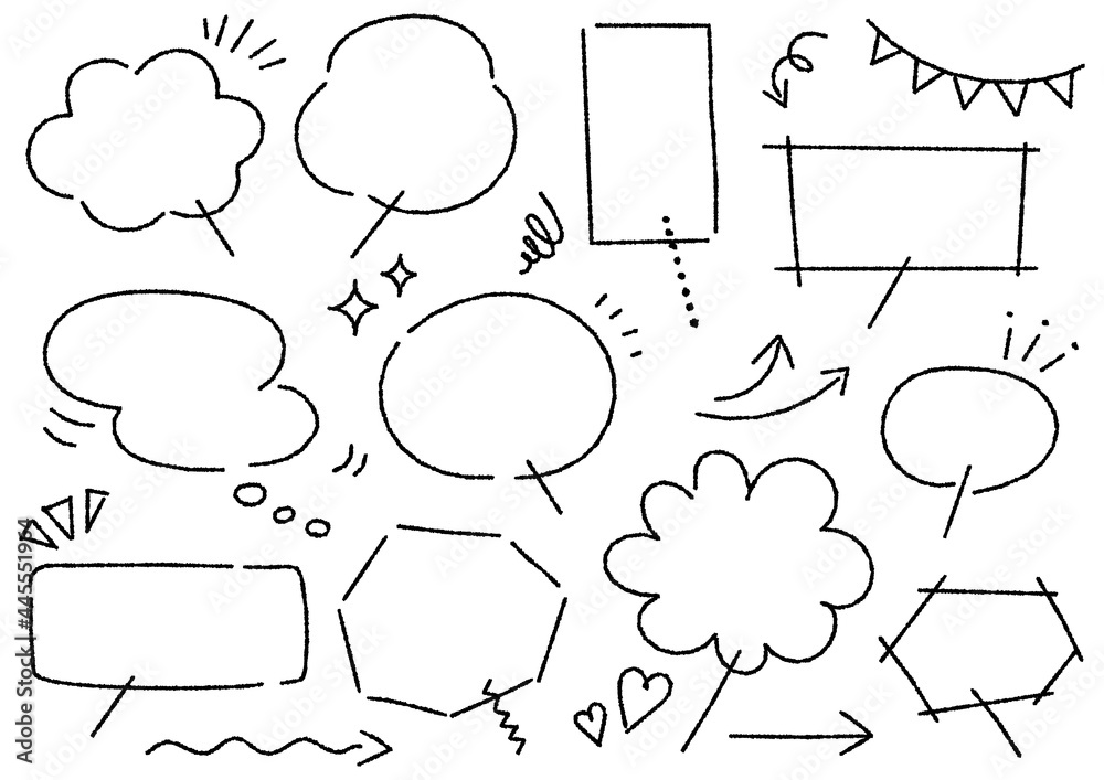 カワイイ手書き吹き出しセット デコボコの線 Stock Vector Adobe Stock