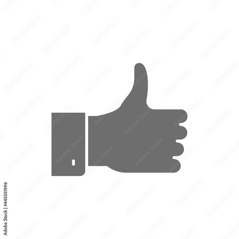 Positive feedback, thumbs up, like grey icon. Positive feedback, thumbs up, like grey icon.