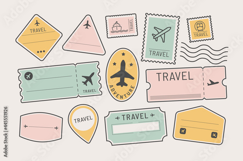Travel stickers and badge set vector
