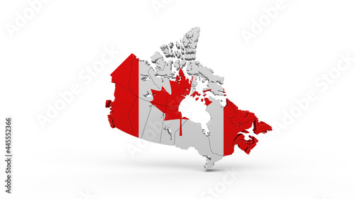 Canada flag shaped country map on white background