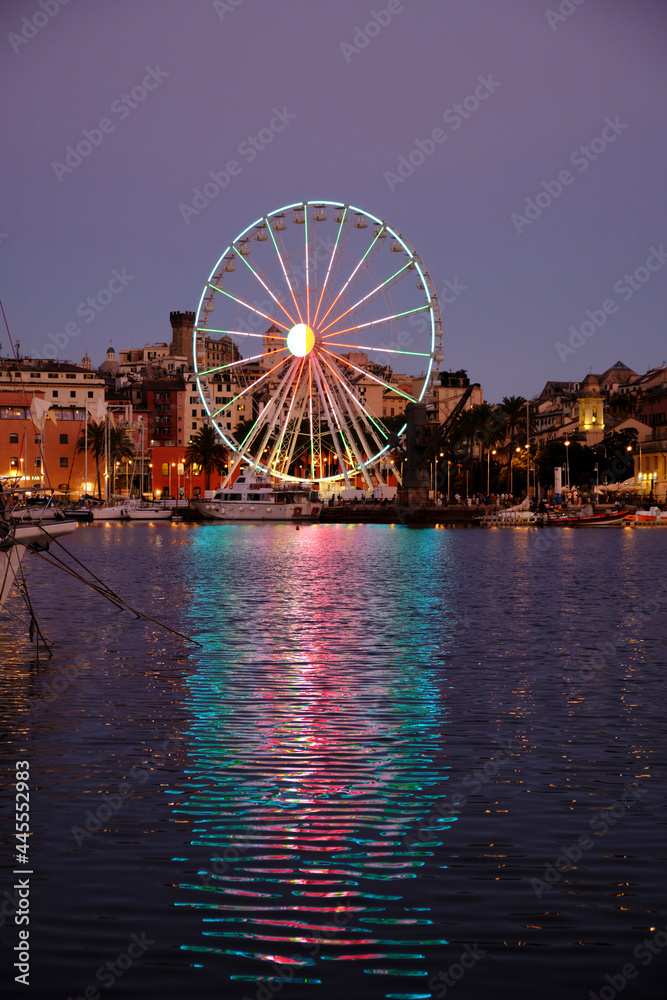 the porto antico (old harbor) and the wheel of Genova the porto antico (old harbor) and the wheel of Genova