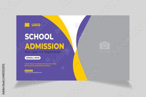 Editable video thumbnail and web banner design. school education admission customizable video thumbnail cover photo fully editable for social media. Customizable web banner template and thumbnail