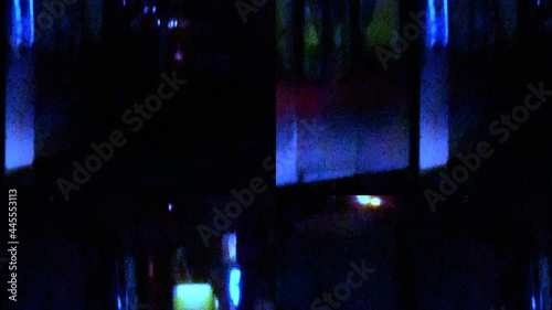 Fast moving cars. Night motion time lapse. High speed urban society movement. Modern cityscape with blurred night street road traffic. 