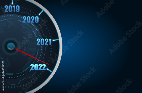 Happy New Year 2022 in the Form Car Speedometer, Creative Background