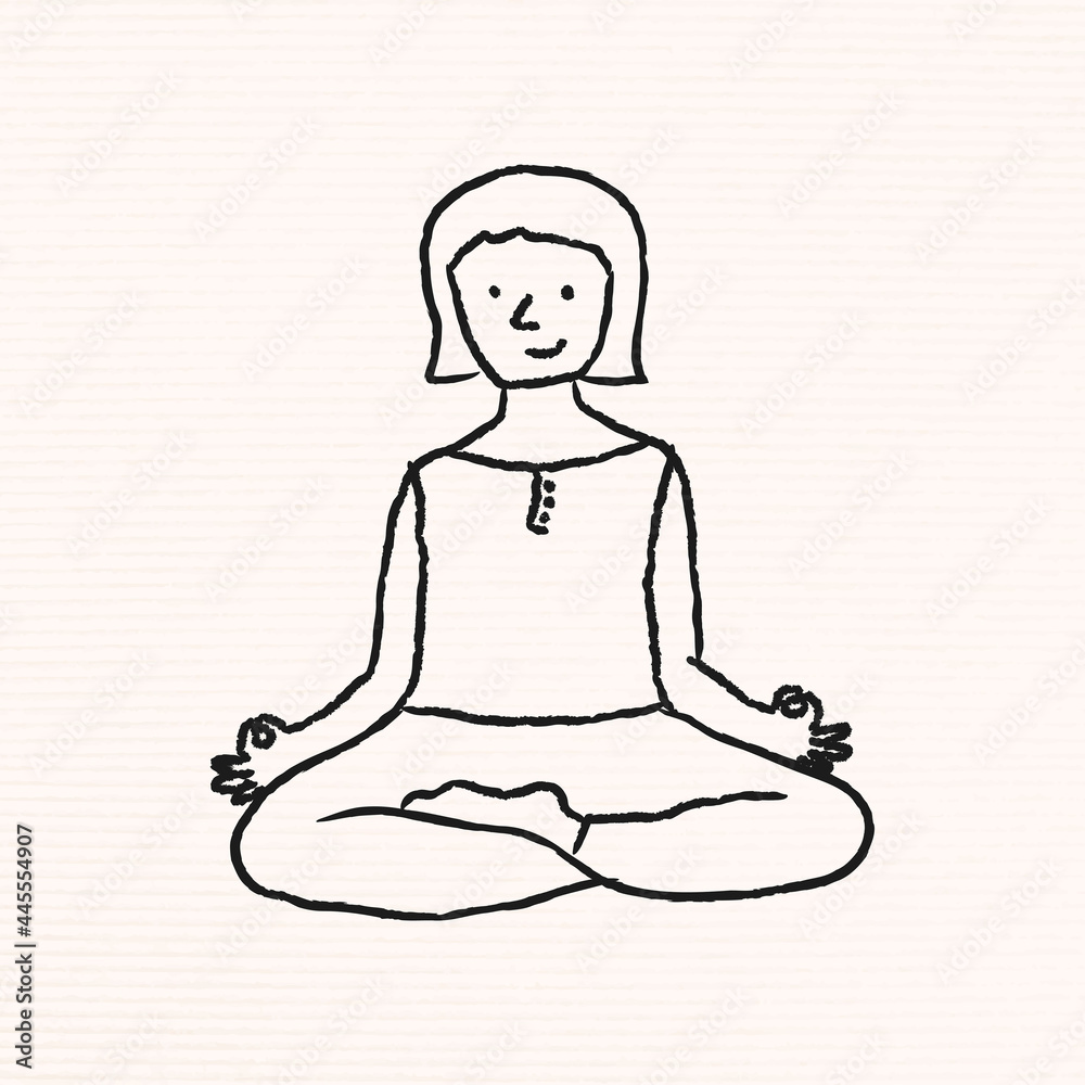 Doodle woman meditating vector Doodle woman meditating vector