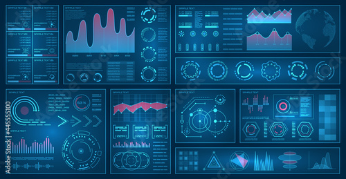 Set Element for Futuristic Design. Interactive Interface Control Panels