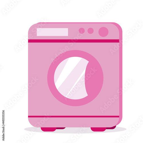 Illustration of a pink washing machine. Cartoon isolated