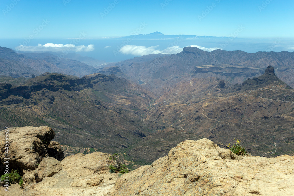 Mountains of Gran Canaria view from the rocks of Roque Nublo