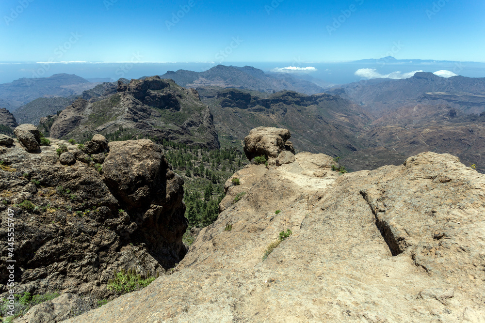 Mountains of Gran Canaria view from the rocks of Roque Nublo Mountains of Gran Canaria view from the rocks of Roque Nublo