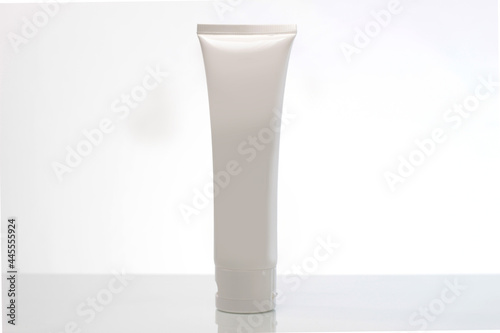 White cream tube mockup on plain white background. cosmetic health and personal care