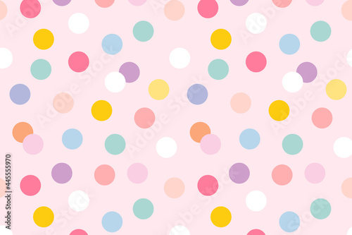 Background seamless pattern vector with cute pastel polka dots