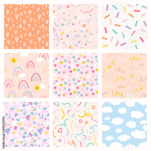 Background seamless patterns vector with cute pastel doodle