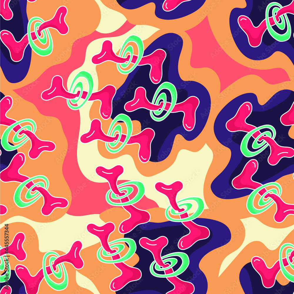 Abstract psychedelic seamless pattern with unique wave elements Abstract psychedelic seamless pattern with unique wave elements
