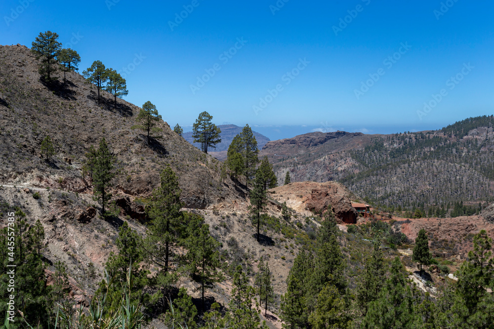 Mountains of Gran Canaria view from the rocks of Roque Nublo