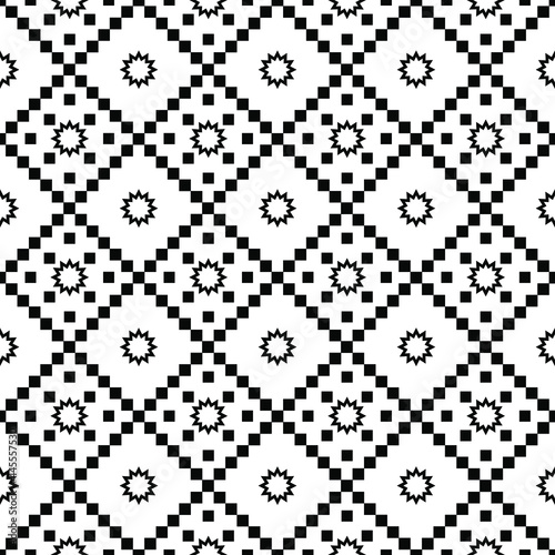 Geometric ethnic oriental seamless pattern traditional Design for background,carpet,wallpaper.clothing,wrapping,Batik fabric,Vector illustration.embroidery style - Sadu, sadou, sadow or sado