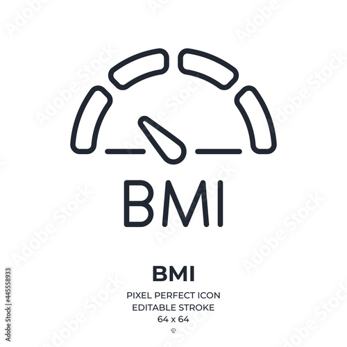 BMI body mass index concept editable stroke outline icon isolated on white background flat vector illustration. Pixel perfect. 64 x 64.