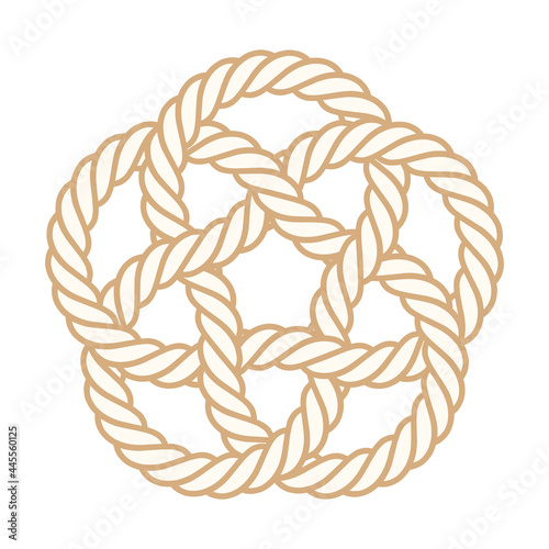 Vector silhouette of a twisted circle rope. Mandala. Isolated on white background.